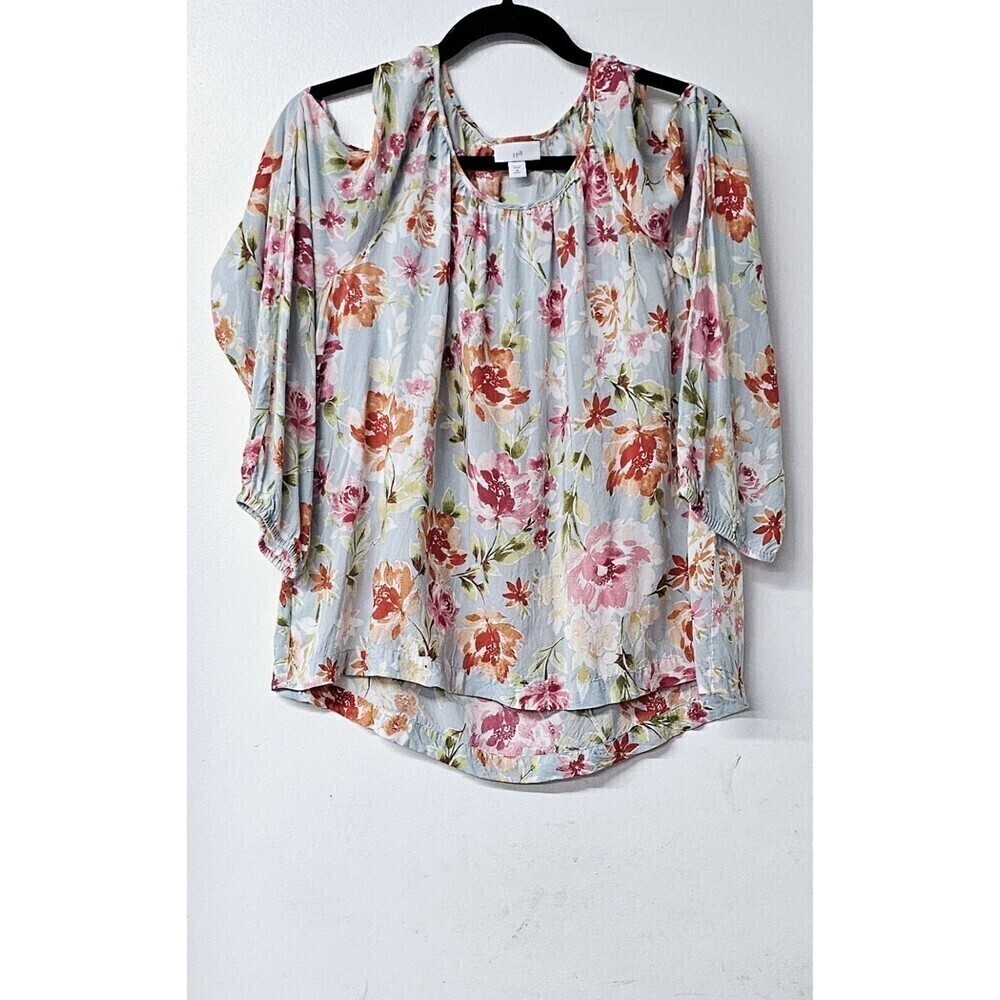 J JILL Petite Floral Cold Shoulder 3/4 Sleeve Women Shirt (M)
